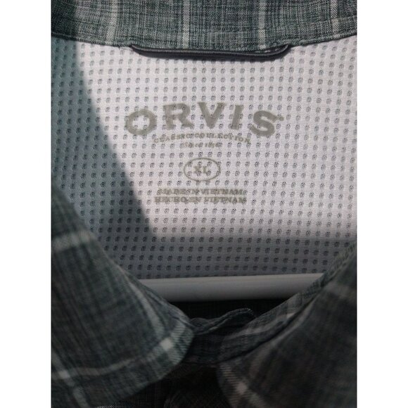 Orvis Shirt Mens XL Gray Plaid Button Up Short Sleeve Fishing Performance - Picture 5 of 8